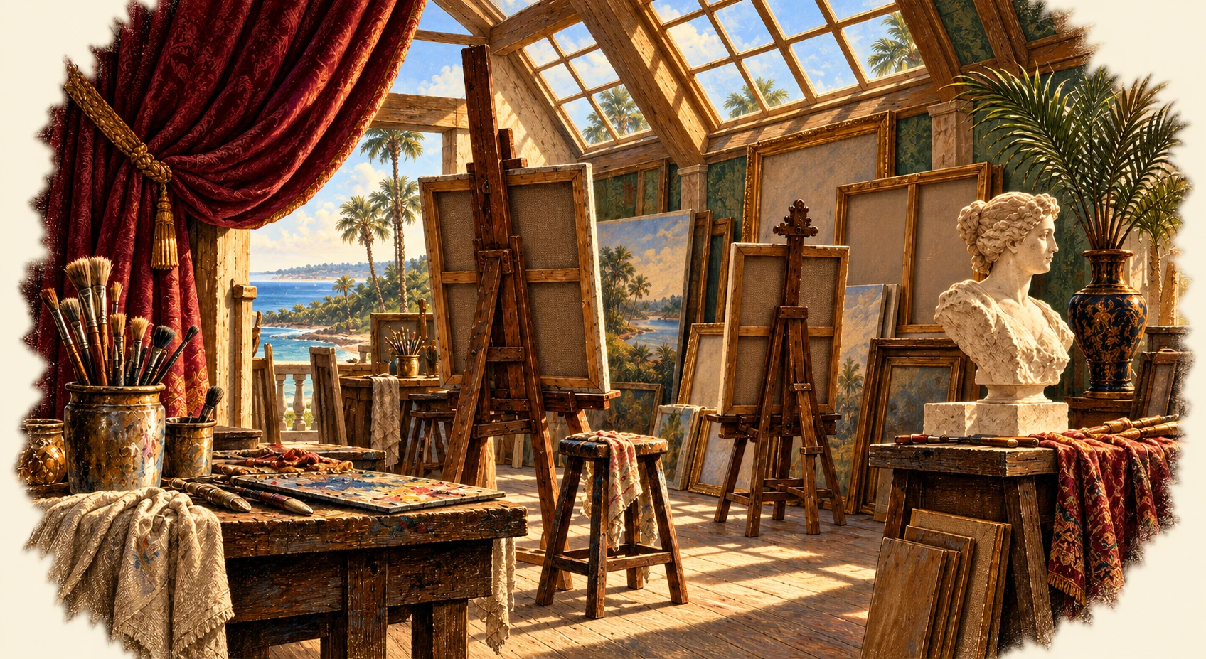 Color illustration inspired by The Palette Knife: the artist’s studio